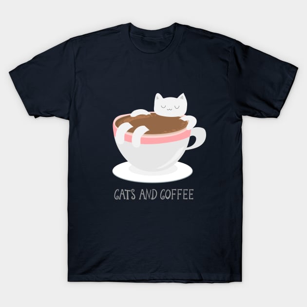 lazy cat, coffee and latte T-Shirt by FungibleDesign